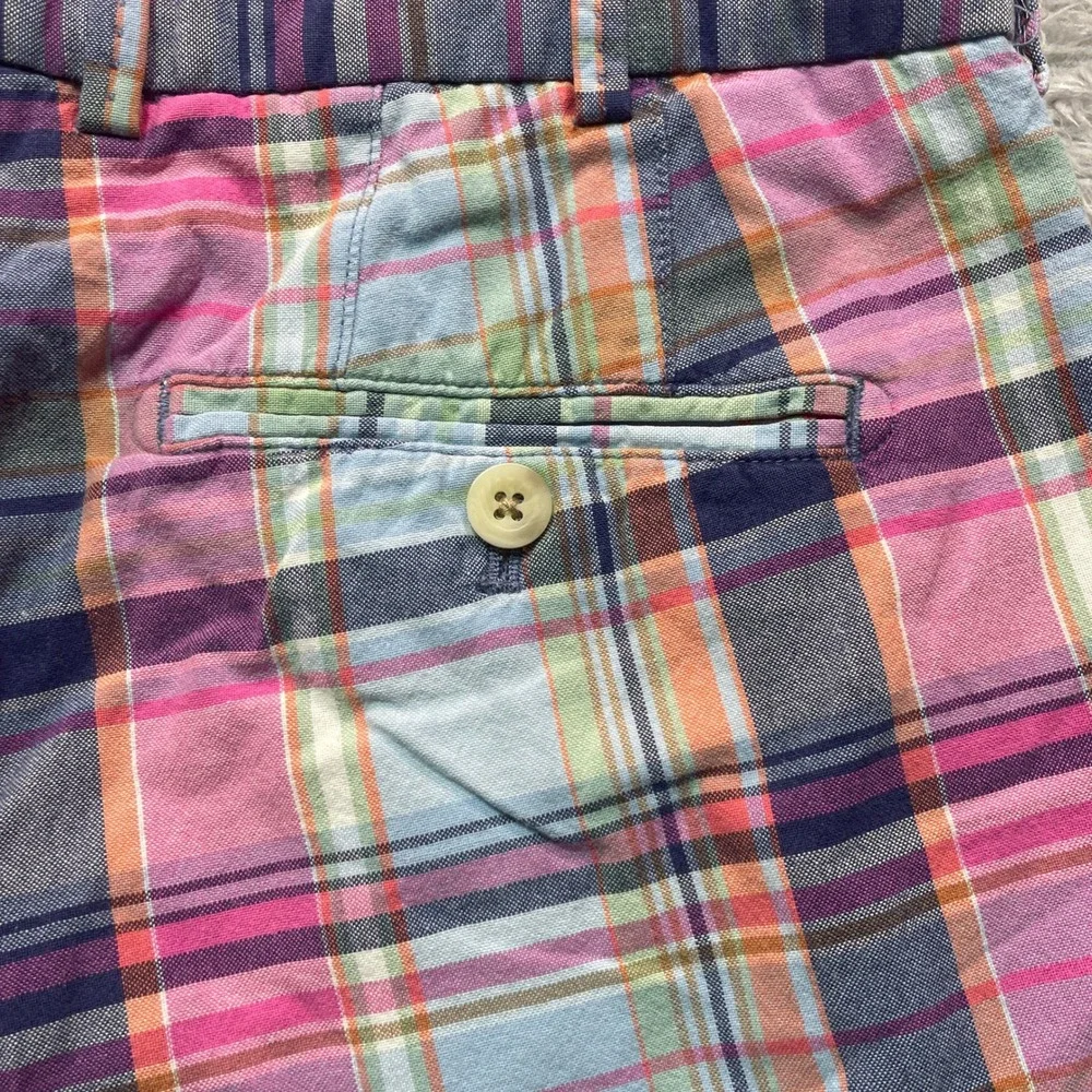 Peter Millar Mens 34 Multicolor Plaid Cotton Flat Front Golf Shorts RN 100308
